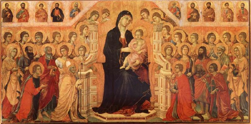 Duccio di Buoninsegna Maria and Child throning in majesty, hoofddpaneel of the Maesta, altar piece Germany oil painting art